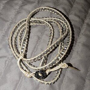 $3 with Bundle ~ Kelitch Leather Wrap Bracelet Crystal Beaded Boho 5460